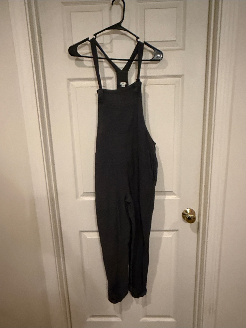 aerie Black Strappy Overalls Jumpsuit